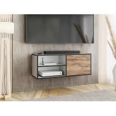 Atvērts TV galdiņš LUNO 2, Balts/Zelts craft/Zelts